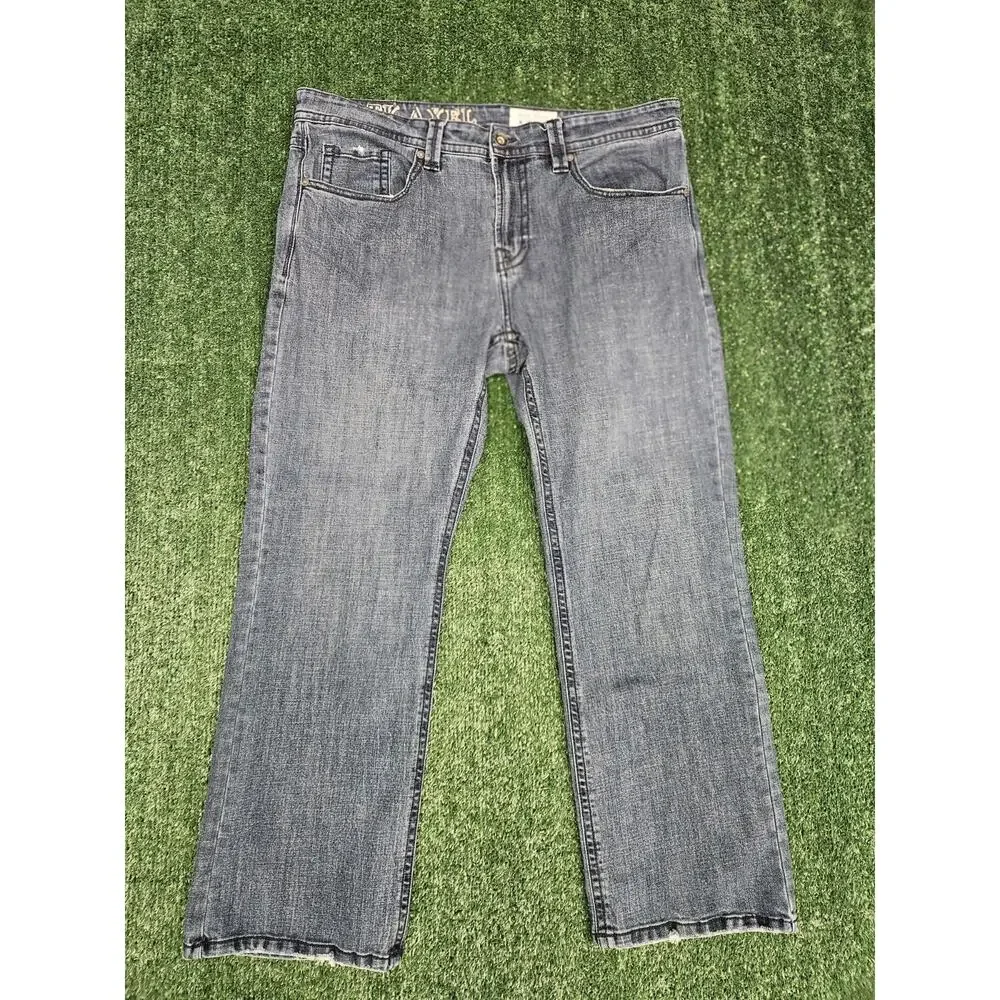 TK Axel Jeans Mens 36x30 Slim Boot Cut Denim Blue Med Wash Flap Pockets Cowboy